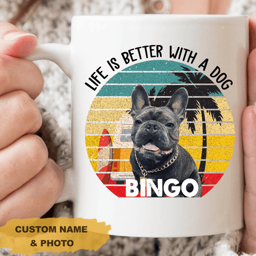 GeckoCustom Personalized Photo Custom Coffee Mug, Gift For Dog Lover, Life Is Better With A Dog 11oz
