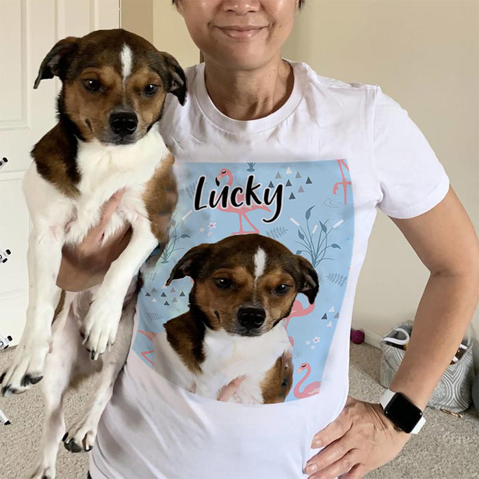 GeckoCustom Personalized Photo Custom Dog Shirt, Gift For Dog Lover, Custom Pet Face With Name Shirt