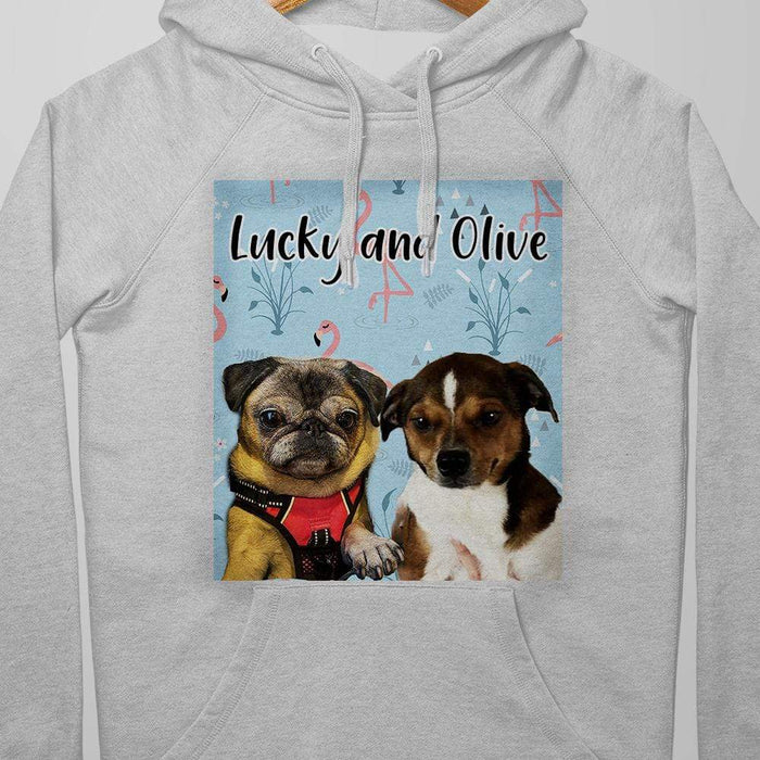 GeckoCustom Personalized Photo Custom Dog Shirt, Gift For Dog Lover, Custom Pet Face With Name Shirt Pullover Hoodie / Sport Grey Colour / S