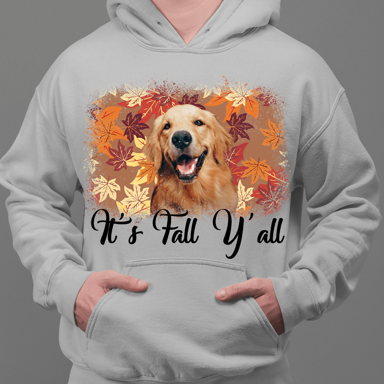 GeckoCustom Personalized Photo Custom Dog Shirt, Gift For Dog Lover, It's Fall Y'all Women T Shirt / Sport Grey Color / S