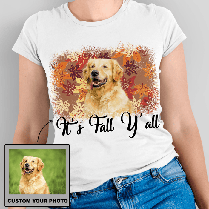 GeckoCustom Personalized Photo Custom Dog Shirt, Gift For Dog Lover, It's Fall Y'all Women T Shirt / Sport Grey Color / S