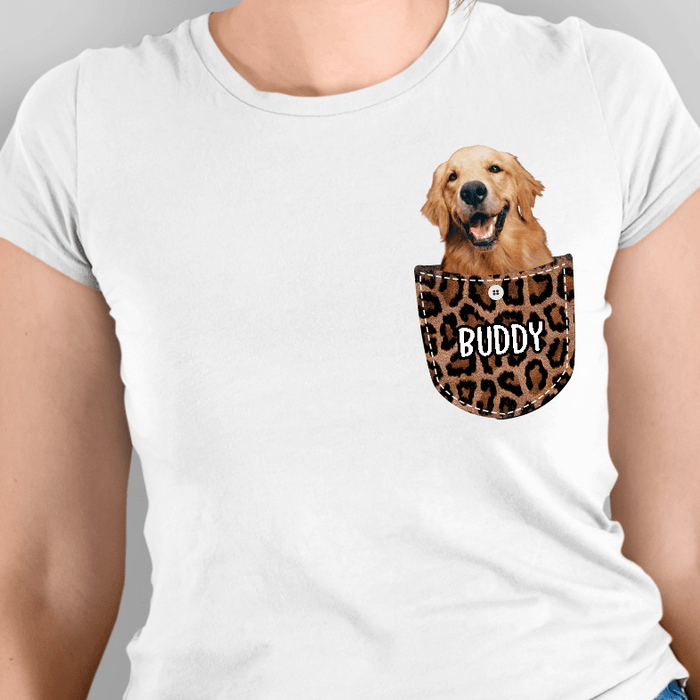 GeckoCustom Personalized Photo Custom Dog Shirt, Gift For Dog Lover, Pet Pocket Bright Shirt Women T Shirt / Sport Grey Color / S