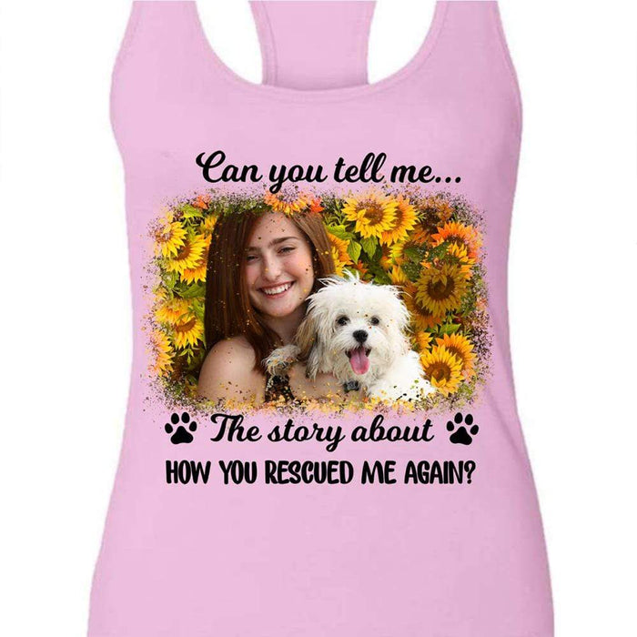 GeckoCustom Personalized Photo Custom Dog Shirt, How You Rescued Me Again Shirt, Dog Lover Gifts Women Tank Top / Color Heather Grey / S