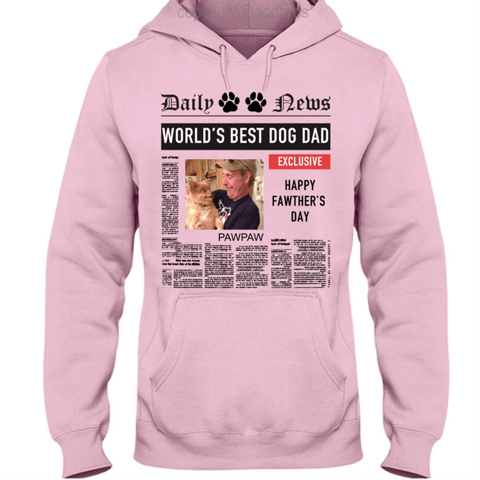 GeckoCustom Personalized Photo Custom T Shirt, Dog Lover Gift, Fathers Day Gift, Worlds Best Dog Dad Pullover Hoodie / Sport Grey Colour / S