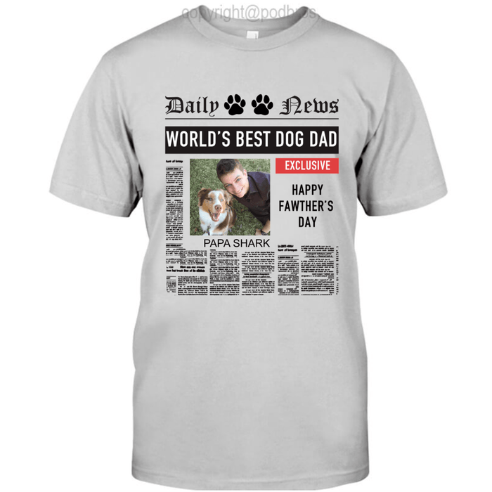 GeckoCustom Personalized Photo Custom T Shirt, Dog Lover Gift, Fathers Day Gift, Worlds Best Dog Dad Unisex T-Shirt / Sport Grey / S