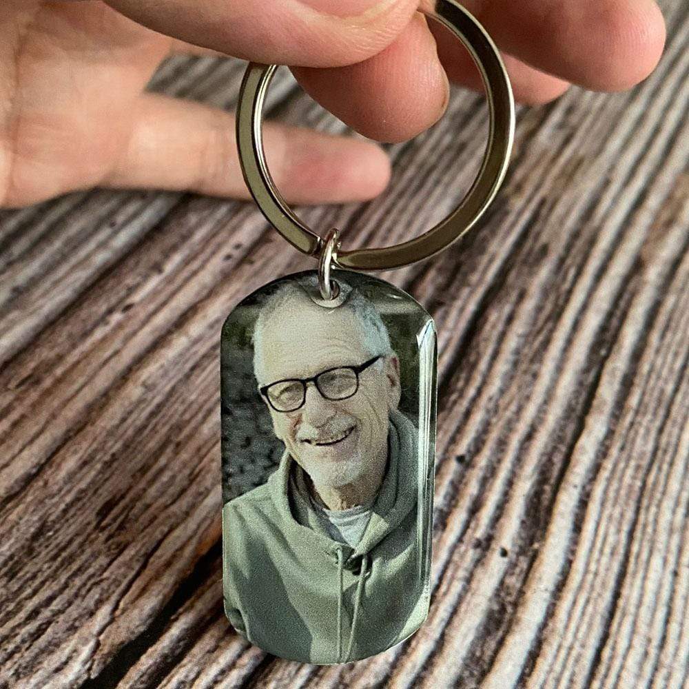 GeckoCustom Personalized Photo Keychain, Memorial Engraved Keychain, Those We Love Don't Go Away They Walk Beside Us Everyday No Gift box