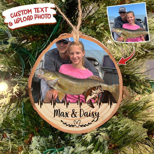 GeckoCustom Personalized Photo Ornament For Fisher, Christmas Wood Slice Ornament, HN590
