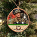 GeckoCustom Personalized photo ornament for U.S Veteran, Christmas wood slice ornament military, HN590