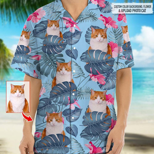 Personalized Photo Upload Cat Men's Hawaiian Shirt, N304 888310 ...