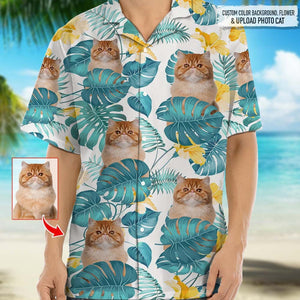 GeckoCustom Personalized Photo Upload Cat Men's Hawaiian Shirt, HN590