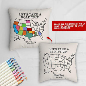 GeckoCustom Personalized USA Photo Map Pillow, 50 States Travel Map Gift HN590