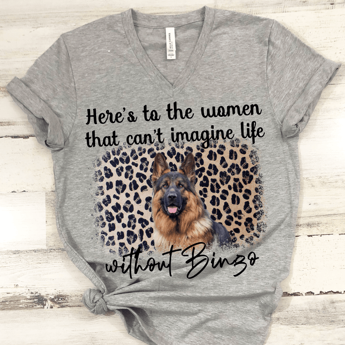 GeckoCustom Personalized Vintage Photo Custom Dog Shirt, Gift For Dog Lover, Can't Imagine Life Without Women V-Neck T Shirt / V Sport Grey / S