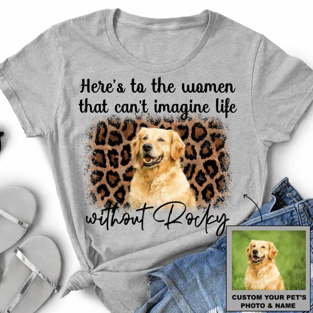 GeckoCustom Personalized Vintage Photo Custom Dog Shirt, Gift For Dog Lover, Can't Imagine Life Without Women T Shirt / White / S