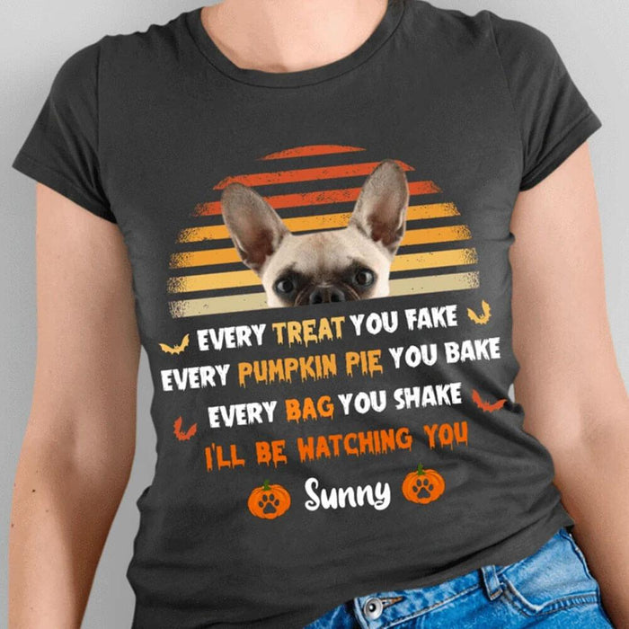 GeckoCustom Photo Custom Dog Shirt, Halloween Dog Shirt, I'll Be Watching You Women T Shirt / Black Color / S