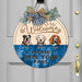 GeckoCustom Please Wipe Your Paws Dog Wooden Door Sign With Wreath, Dog Door Hanger HN590