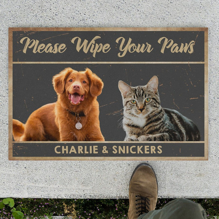 GeckoCustom Please Wipe Your Paws Personalized Custom Photo Dogs Cats Pets Doormats C597 24x16 inch - 60x40 cm