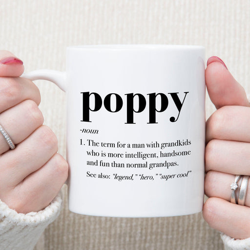 GeckoCustom Poppy Definition Mug, Poppy Defined Coffee Cup Funny Christmas Birthday Gift Idea For Grandpa Fathers Day Present Grandfather C387 11oz