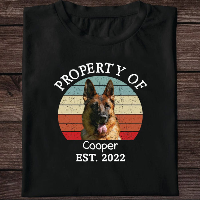 GeckoCustom Property Of Vintage Retro Photo Shirt, Personalized Custom Photo Dog Shirt H470 Premium Tee (Favorite) / P Black / S