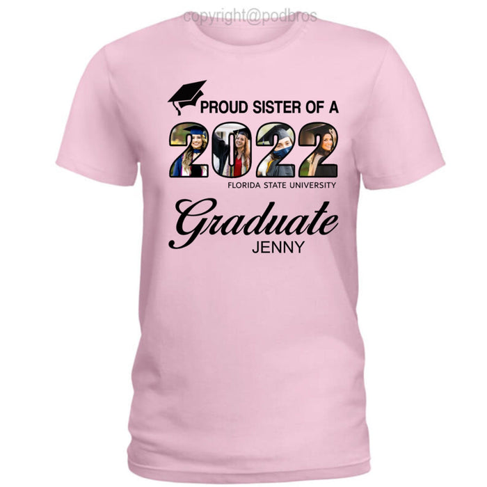 GeckoCustom Proud Dad Of A 2022 Graduate Graduation Shirt H269 Ladies T-Shirt / Light Blue Color / S