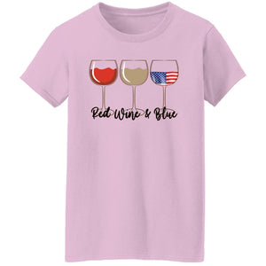 GeckoCustom Red Wine & Blue 4th of July Ladies Shirt H398 Women T-Shirt / Light Pink / S