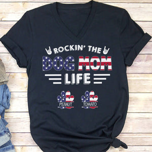 GeckoCustom Rockin' The American Dog Dad Life Personalized Custom Dog Shirt C395