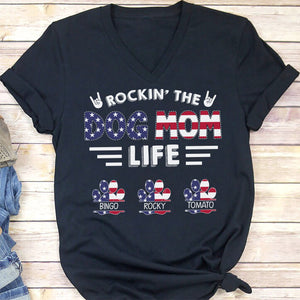 GeckoCustom Rockin' The American Dog Mom Life Personalized Custom Dog Shirt C395