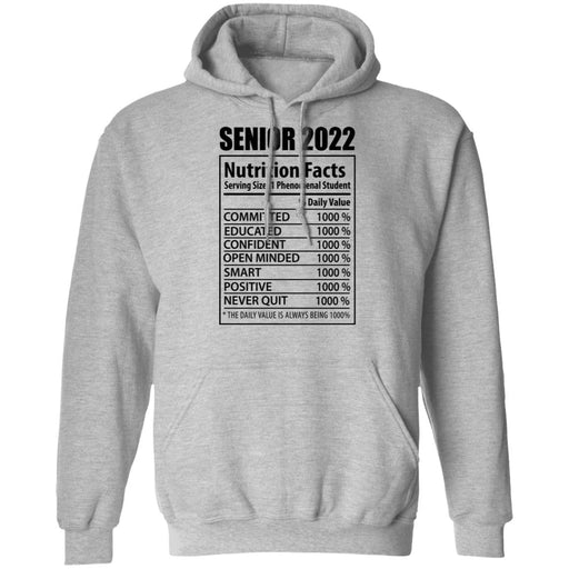 GeckoCustom senior 2022 CC Senior 2022 Nutrition Facts Z66 Pullover Hoodie / Sport Grey / S