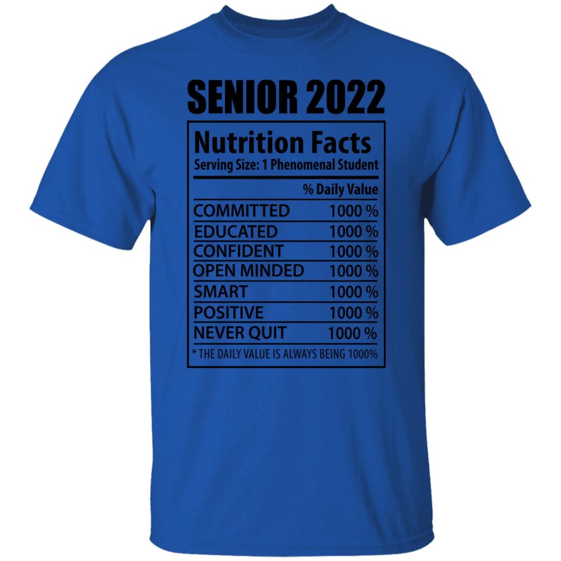 GeckoCustom senior 2022 CC Senior 2022 Nutrition Facts G500 5.3 oz. T-Shirt / Royal / S