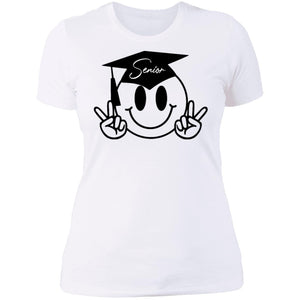 GeckoCustom senior smile icon White Senior Women Tee / White / X-Small