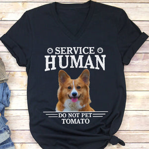 GeckoCustom Service Human Personalized Dog Cat Pet Photo Shirt C215N Women V-neck / V Black / S