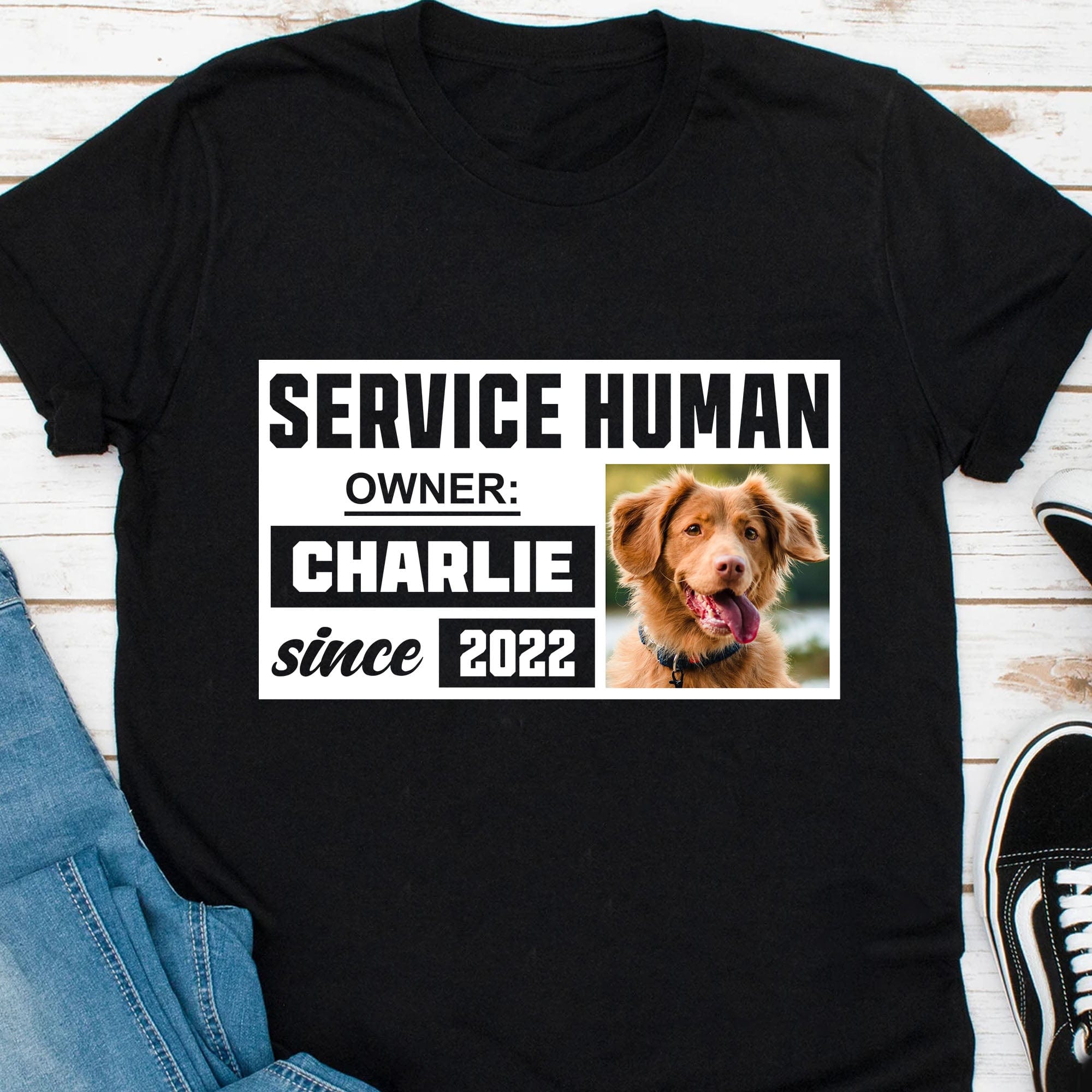 GeckoCustom Service Human Since Personalized Custom Photo Dog Shirt C492 Basic Tee / Black / S