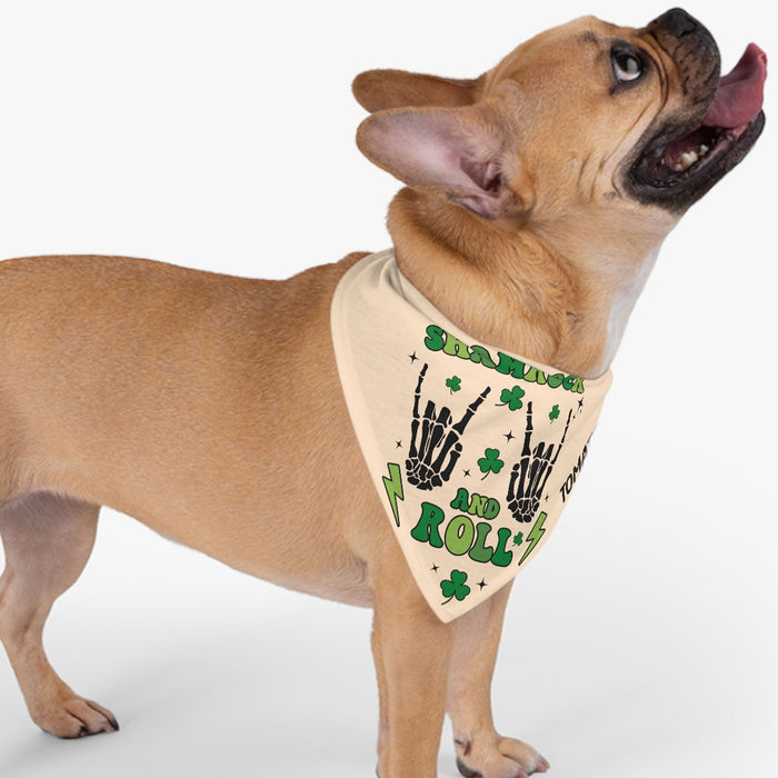 GeckoCustom Shamrock And Roll St. Patrick's Day Bandana Personalized Dog Cat Pet Bandana C619