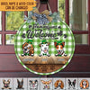 GeckoCustom Shenanigans Welcome St.Patrick's Day Dog Wooden Door Sign With Wreath  HN590 12 inch