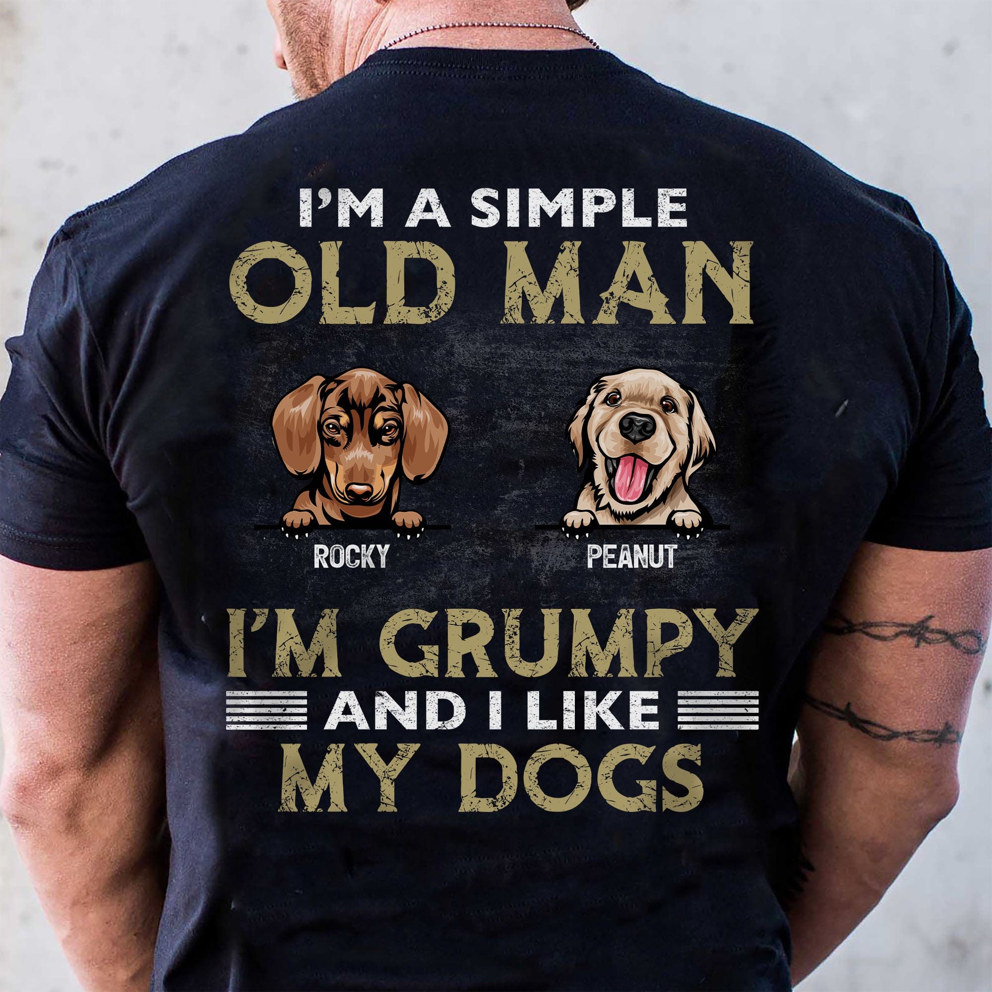 GeckoCustom Simple Old Man Like Dogs Personalized Custom Dog Backside Shirt C443 Premium Tee (Favorite) / P Black / S