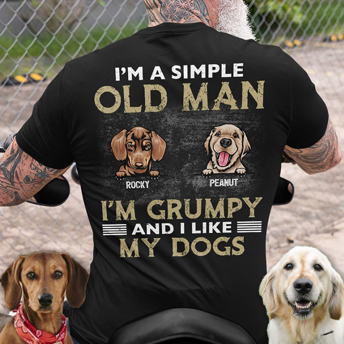 Simple Old Man Like Dogs Personalized Custom Dog Backside Shirt C443