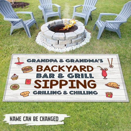 GeckoCustom Sipping, Grilling & Chilling Camping Patio Rug, Patio Mat HN590 2.5'x4.6' (30x55 inch)