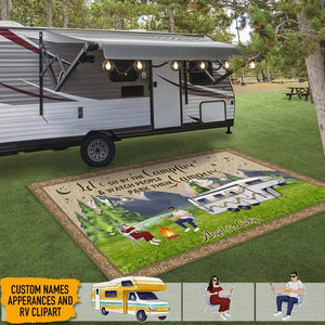 GeckoCustom Sit By The Campfire Watch People Park Campers Camping Patio Mat HN590