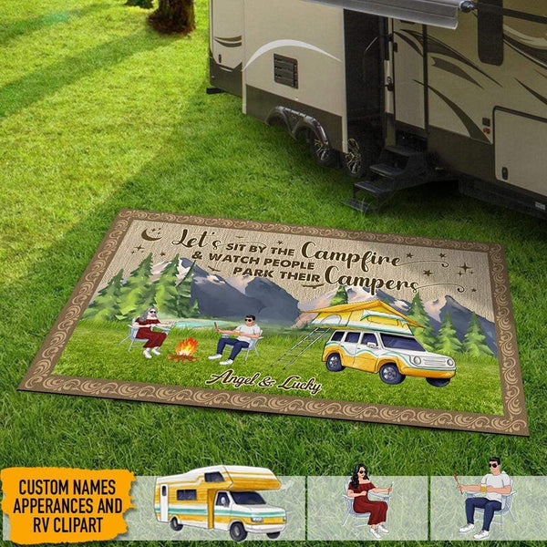 Camping Doormat Customized Name and RV We Sleep Around - PERSONAL84