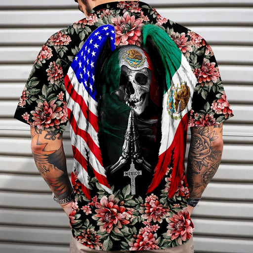 GeckoCustom Skull Mexican American Hawaiian Shirt, Upload Photo HN590