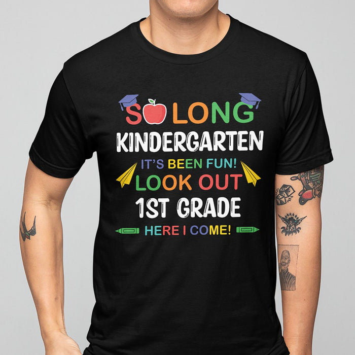 GeckoCustom So Long Kindergarten First Grade Second Grade PreK Third Grade Back To School Personalized Custom Shirt C418 Premium Tee (Favorite) / P Black / S