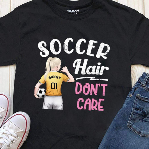 GeckoCustom Soccer Hair Don't Care Soccer Girl Shirt