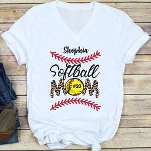 GeckoCustom Softball Mom Shirt Personalized Custom Softball Shirt H498 Women V-neck / V White / S