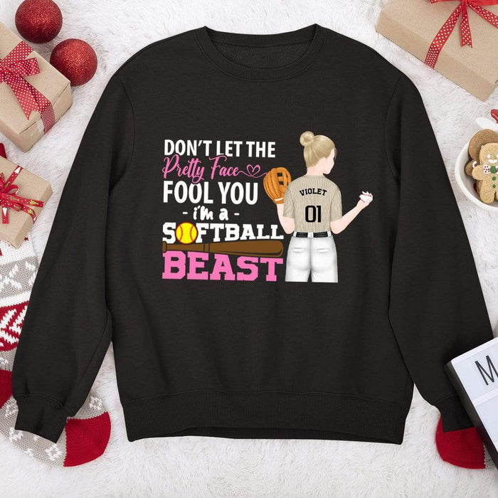 GeckoCustom Softball Shirt, I'm A Softball Beast, Softball Girl Shirt Sweatshirt / S Black / S