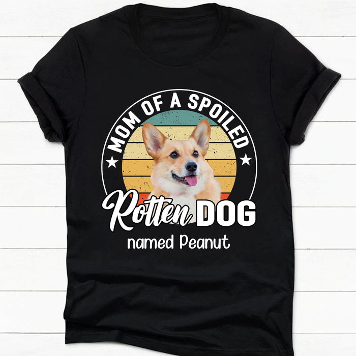 GeckoCustom Spoiled Rotten Dog Personalized Custom Photo Dog Shirt C599 Women Tee / Black Color / S