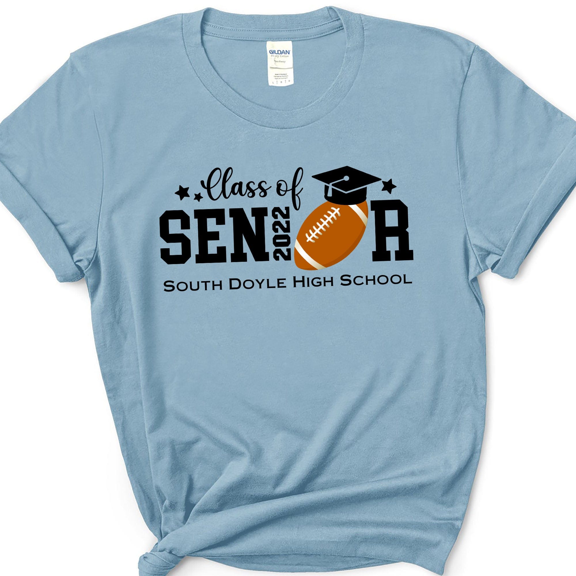 GeckoCustom Sports Class Of Senior 2022 Custom Shirt C217 Unisex T-Shirt / Light Blue / S