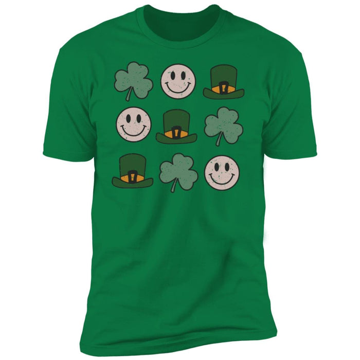 GeckoCustom St Patricks Smiley Shamrock Irish Shirt Premium Tee / Kelly Green / X-Small