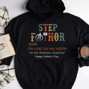 GeckoCustom Step Fathor Personalized Custom Father's Day Shirt H332 Pullover Hoodie / Black Colour / S