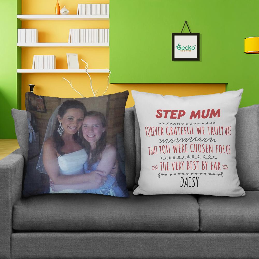 GeckoCustom Step Mom Forever Grateful Stepmother Family Throw Pillow HN590 14x14 in / Pack 1