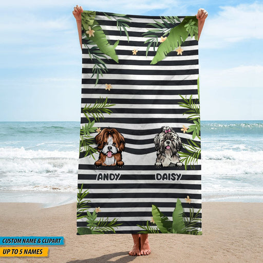 GeckoCustom Summer Horizontal Line Dog Clipart Hawaiian Beach Towel N369 HN590