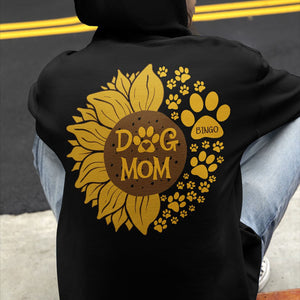 GeckoCustom Sunflower Dog Mom Personalized Custom Dog Mom Backside Shirt C427 Pullover Hoodie / Black Colour / S